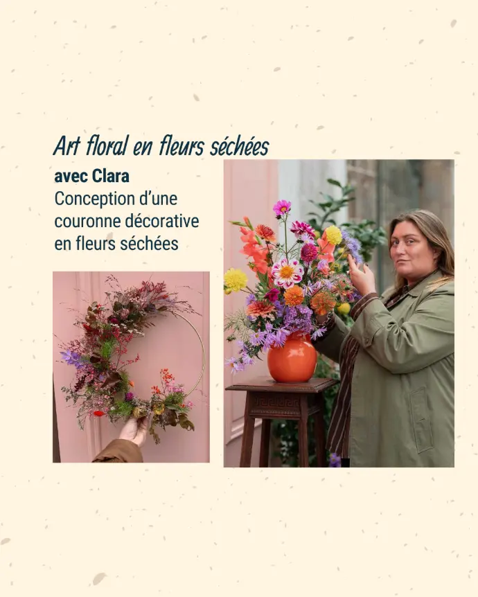 Atelier manuel art floral - couronne fleurs séchées